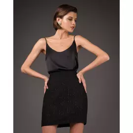 Юбка мини из твида черного цвета