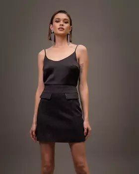 Юбка мини с клапаном черного цвета