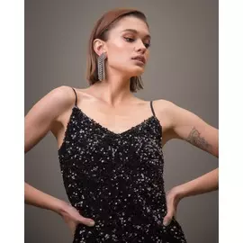 Комбинация миди из пайеток черного цвета