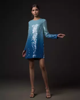 Платье мини прямого кроя голубого цвета