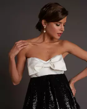 Платье мини с бантом