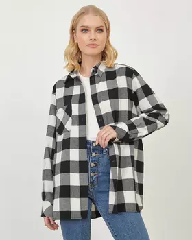 Рубашка черно-белая клетка