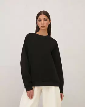 Толстовка базовая без капюшона черного цвета