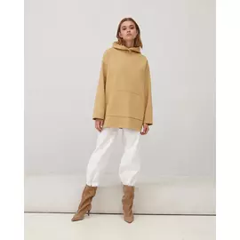 Толстовка с капюшоном на кнопке горчичного цвета