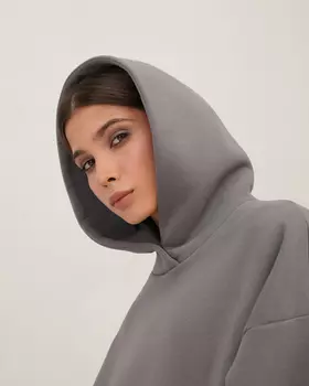 Толстовка с капюшоном на кнопке серого цвета