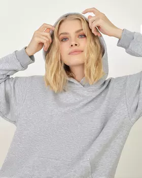 Толстовка с капюшоном серый меланж