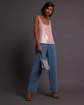 Топ из пайеток светло-розового цвета