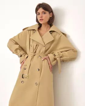 Тренч миди бежевого цвета