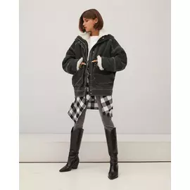 Утепленная куртка из денима черного цвета