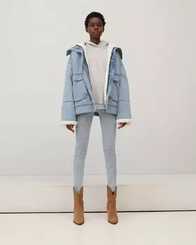 Утепленная куртка из денима голубого цвета