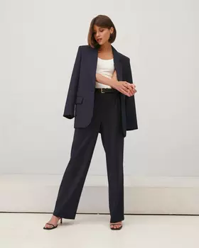 Жакет оверсайз темно-синего цвета