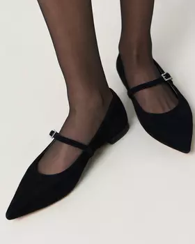 Балетки из замши черного цвета