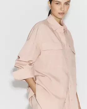 Блузка со льном розового цвета