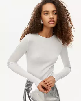 Боди с длинным рукавом серебряного цвета