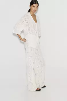 Брюки ажурные молочного цвета