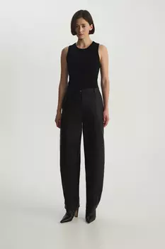 Брюки из экокожи черного цвета