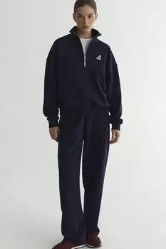 Брюки из футера синего цвета