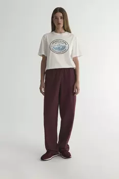 Брюки из футера сливового цвета