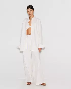 Брюки из хлопка в полоску белого цвета