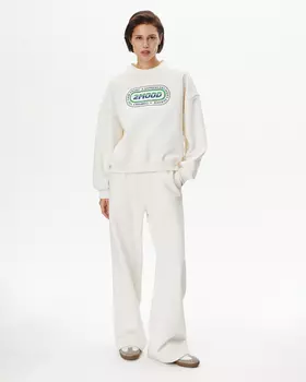 Брюки из плотного футера молочного цвета