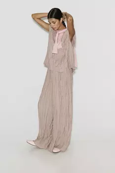 Брюки из жатого сатина кофейного цвета