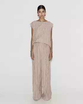 Брюки из жатого сатина кофейного цвета