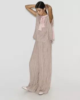 Брюки из жатого сатина кофейного цвета