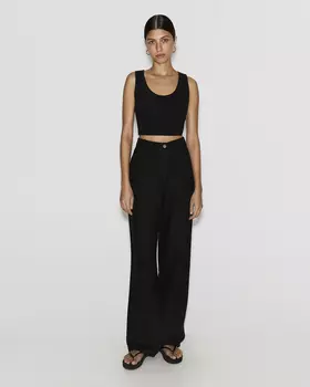 Брюки изо льна черного цвета