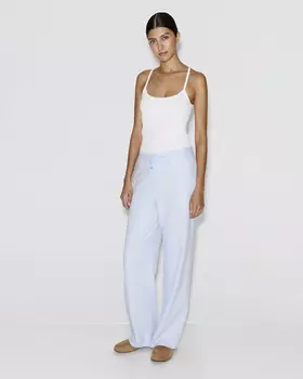 Брюки изо льна голубого цвета