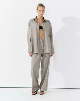 Брюки изо льна кофейного цвета