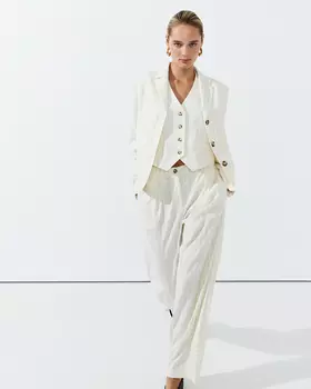 Брюки изо льна молочного цвета