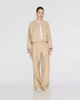 Брюки с защипами бежевого цвета