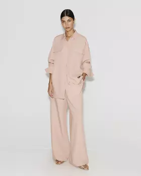 Брюки со льном розового цвета