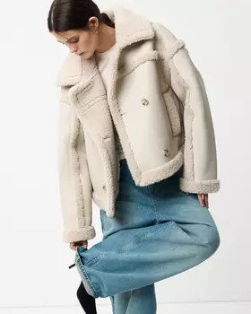 Дубленка из эко меха укороченная