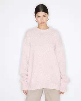 Джемпер меланжевый из хлопка светло-розового цвета