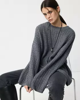 Джемпер оверсайз из шерсти серого цвета