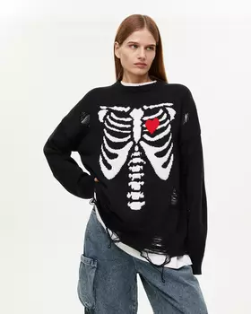 Джемпер оверсайз с принтом черного цвета