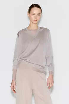 Джемпер тонкий полупрозрачный серого цвета