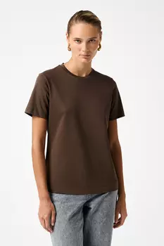 Футболка базовая из мягкого хлопка шоколадного цвета