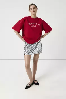 Футболка оверсайз Christmas Baby красного цвета