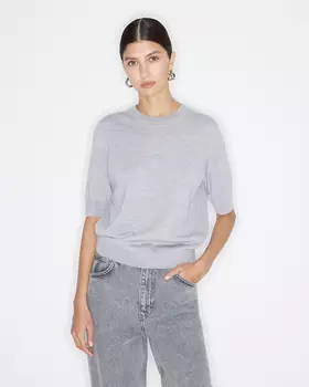 Пуловер тонкий из шерсти мериноса серого цвета