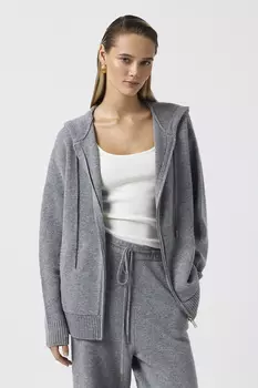 Худи на молнии с кашемиром серого цвета