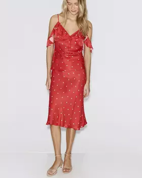 Юбка из вискозы миди с принтом красного цвета