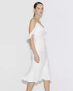 Юбка из вискозы миди с принтом молочного цвета