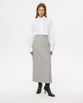 Юбка макси в елочку светло-серого цвета