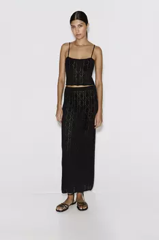 Юбка миди ажурная черного цвета