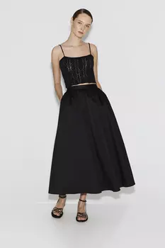 Юбка миди из хлопка черного цвета