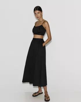 Юбка миди из хлопка черного цвета