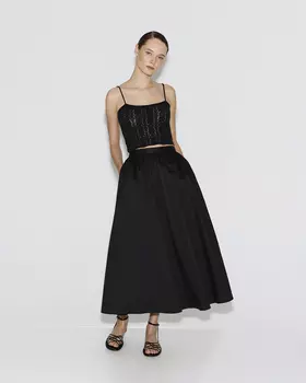 Юбка миди из хлопка черного цвета