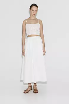 Юбка миди из хлопка молочного цвета